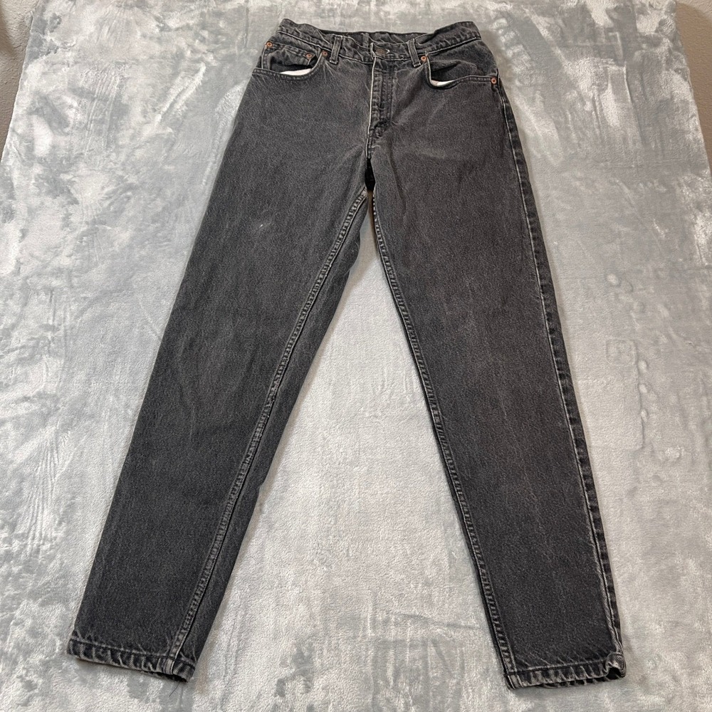 Vintage Levis Women's Size 23 Black High Waisted Tapered Leg Jeans Made in USA